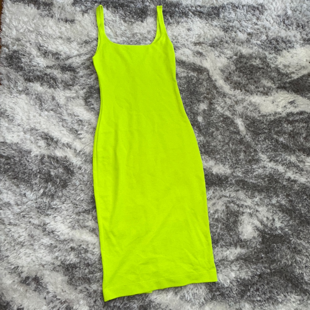 Zara Neon Yellow Midi Dress
